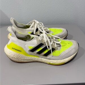 Adidas Ultraboost Lime and White Running Shoes